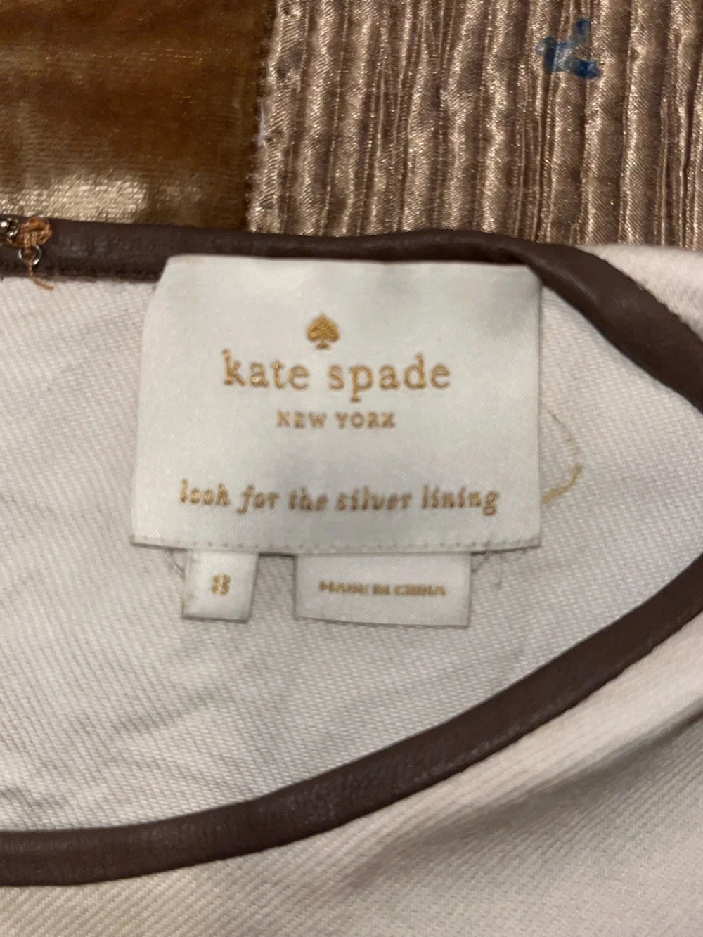 Kate Spade New York drop waist dress with brown trim